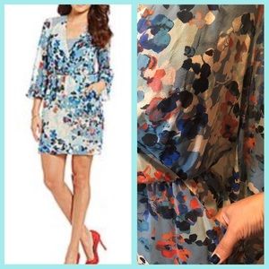 NWOT BCBG faux wrap blouson cocktail dress